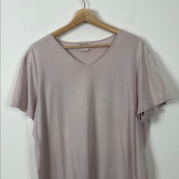 FLAX Short Sleeve Pullover Women's XL V-Neck Casual Fit Mauve Pink T Shirt Top - Picture 3 of 9